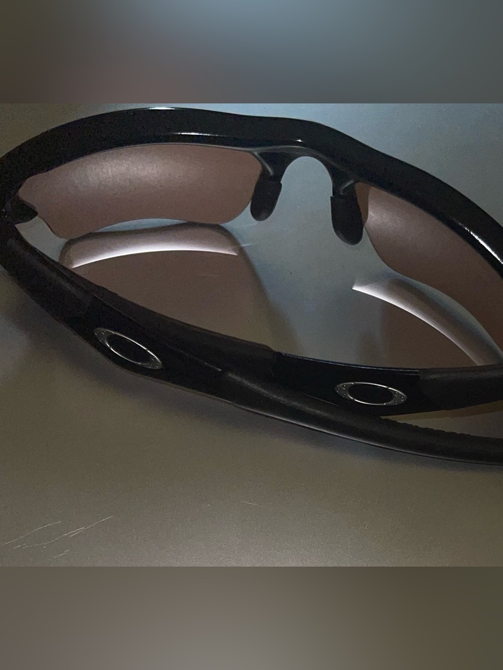 Oakley Black Sunglasses with brownish- Pink-Orange Mirrored Lenses - Picture 3 of 6